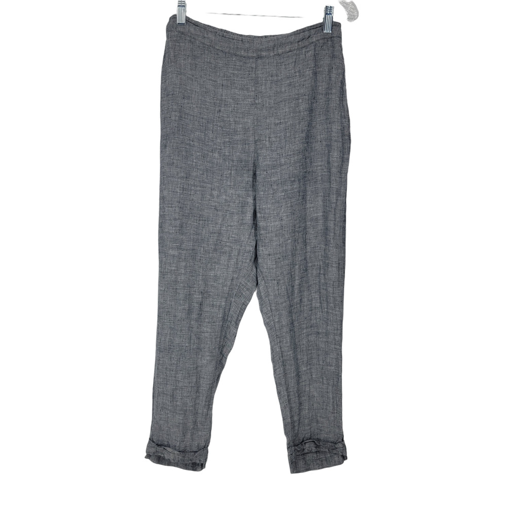 Habitat Women's Cropped Linen Pants Elastic Waist Tapered Pull On Gray Size S